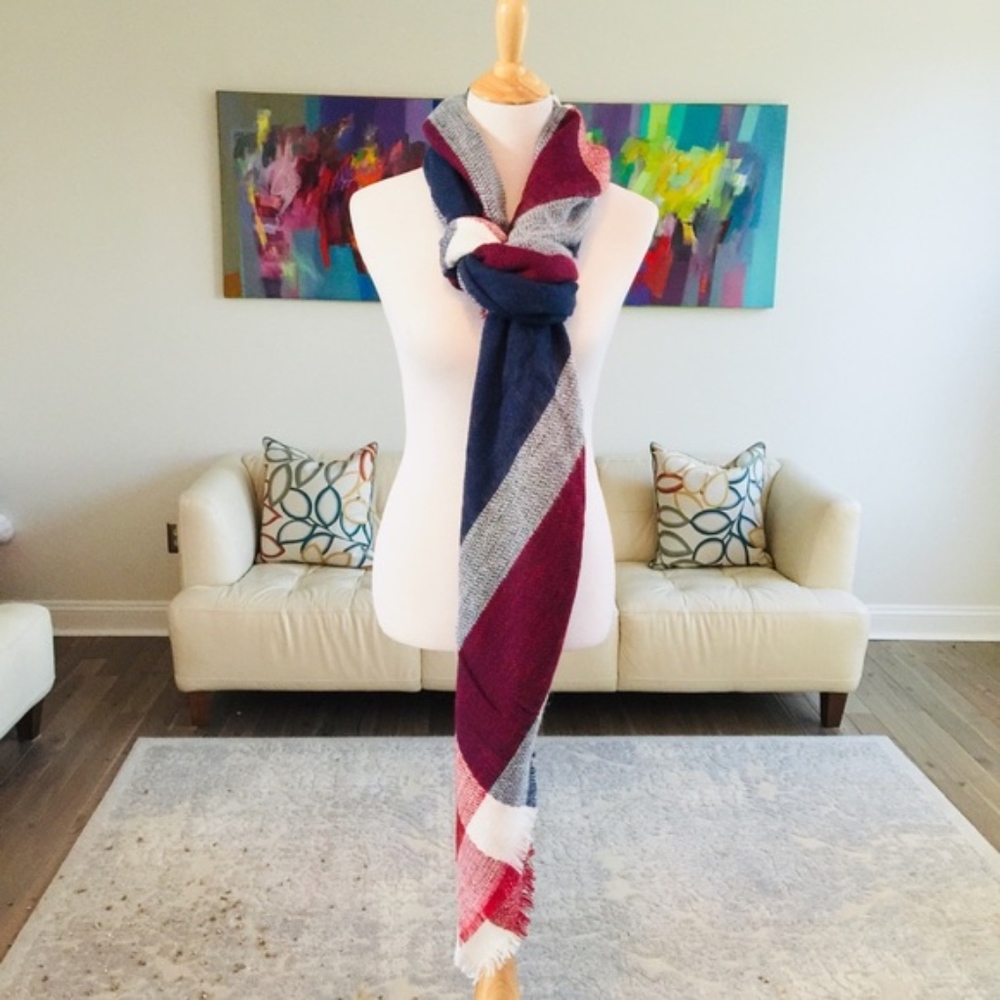 NEW! Red & Navy Blanket Scarf
